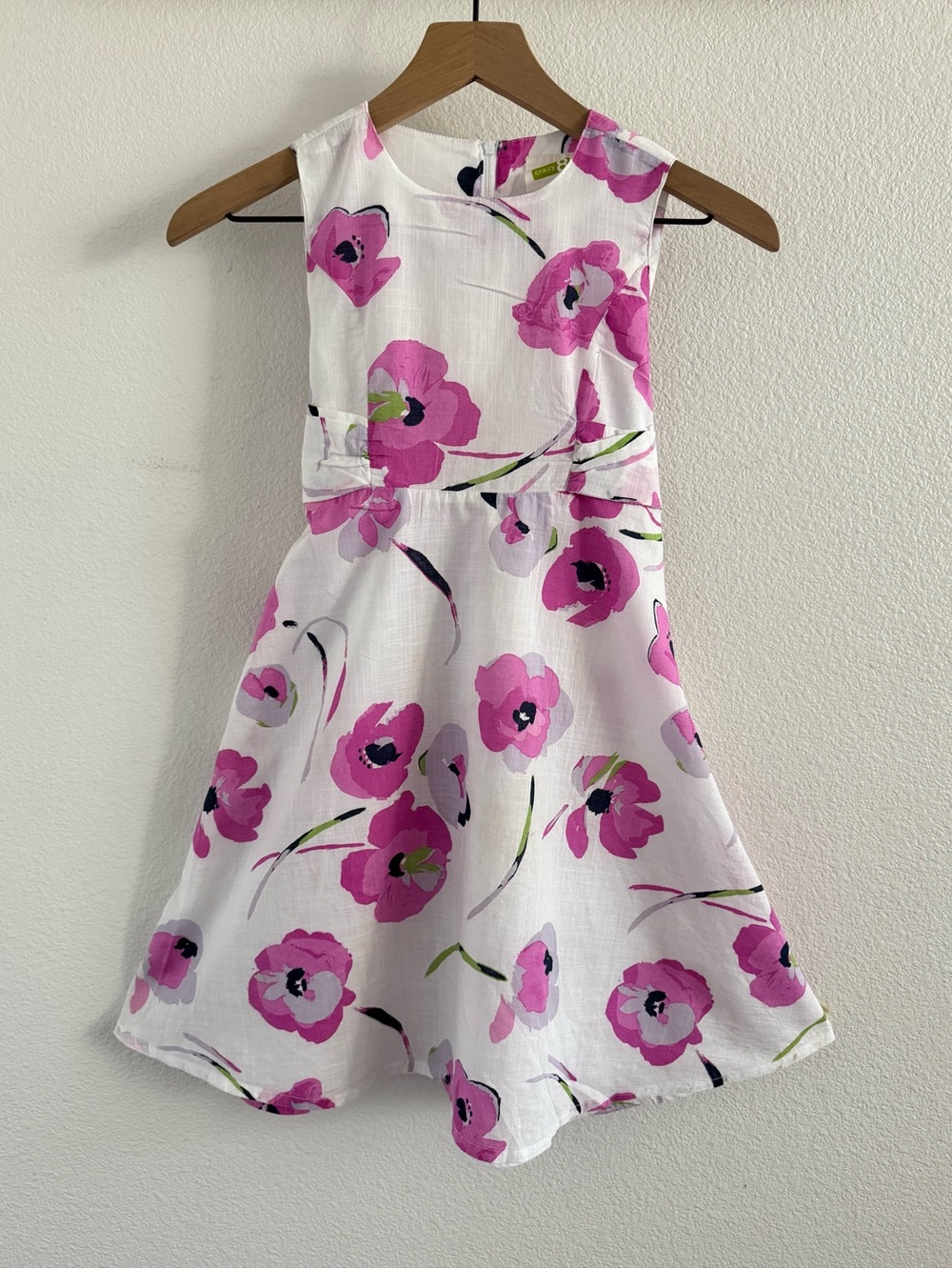 Crazy 8 White Pink Watercolor Floral Dress A-Line Size 8
